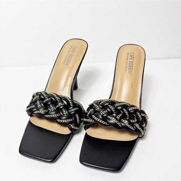 CAPE ROBBIN TILIO FAUX LEATHER DRESSY HEEL BLACK SIZE 10 NO BOX - Picture 3 of 8